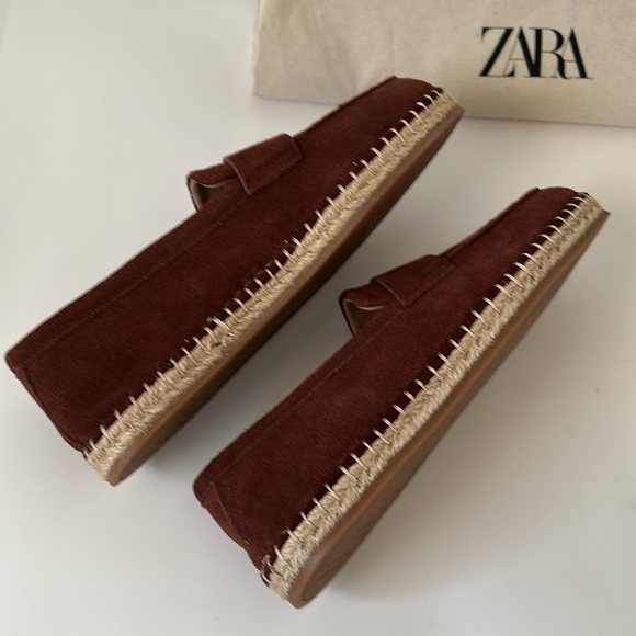 Zara Leather Moccasin Espadrilles Chestnut Men’s Shoes - Picture 16 of 17